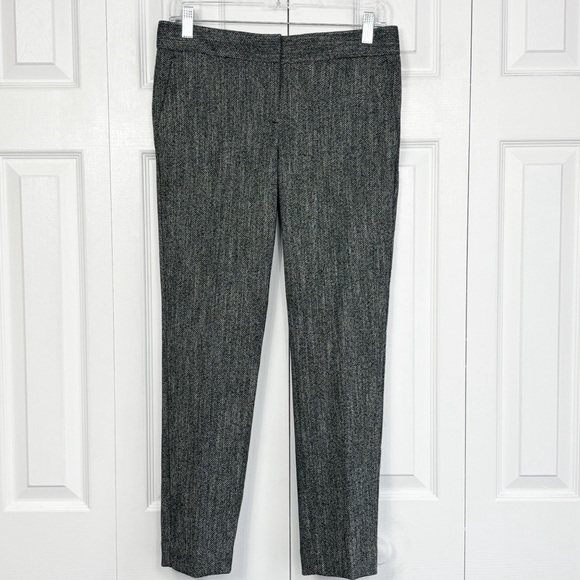 NWT Ann Taylor Black Tweed Devin Fit Slim Ankle Trouser Pants 0 - Picture 1 of 16